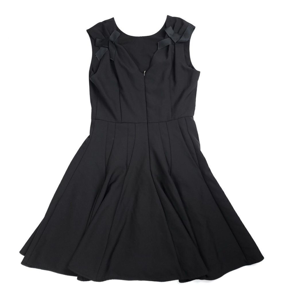 Havva Ballet Bow Back Tailored Seam Fit And Flare Mini Dress Black Minimal Small — image 2 of 8